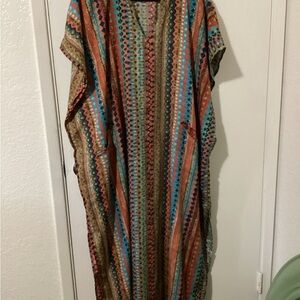 Vibrant Striped Kaftan Dress